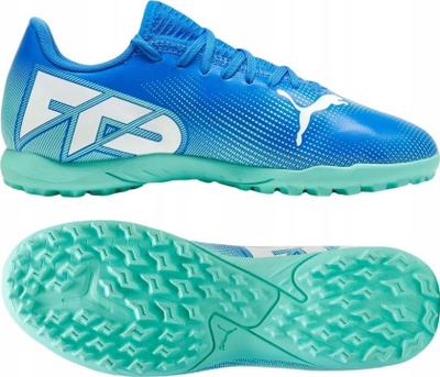 Këpucë futbolli Puma Future 7 Play TT Junior, turf, për kalamaj, blu me jeshile