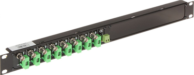 Panel shpërndarës DELTA G-8/R19-UHD, 8 dalje koaksiale, për raft 19" 1U, i zi