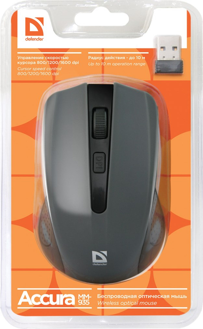 Mouse pa tel Defender Accura MM-935, 1600 DPI, optik, i zi