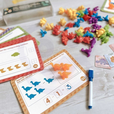 Set edukativ WOOPIE për mësu n'umrat, stil Montessori me dinozaurë, 95 copë, me ngjyra