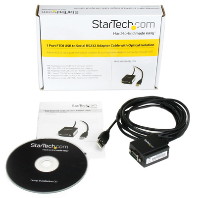 Adapter kabllo USB në RS232 StarTech ICUSB2321FIS, 1 port, me izolim optik, ngjyrë e zezë