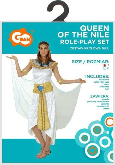 Kostum për të rritun Godan Queen of the Nile, madhësia S, i bardhë