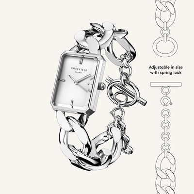 Rosefield Женски часовник Octagon XS Studio Silver, 19.5 mm