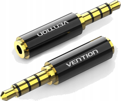 Adaptues audio Vention, 3.5mm mashkull në 2.5mm femër, trup metalik, i zi