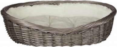 Krevat për qen Trixie Wicker, 60 cm, i hirtë