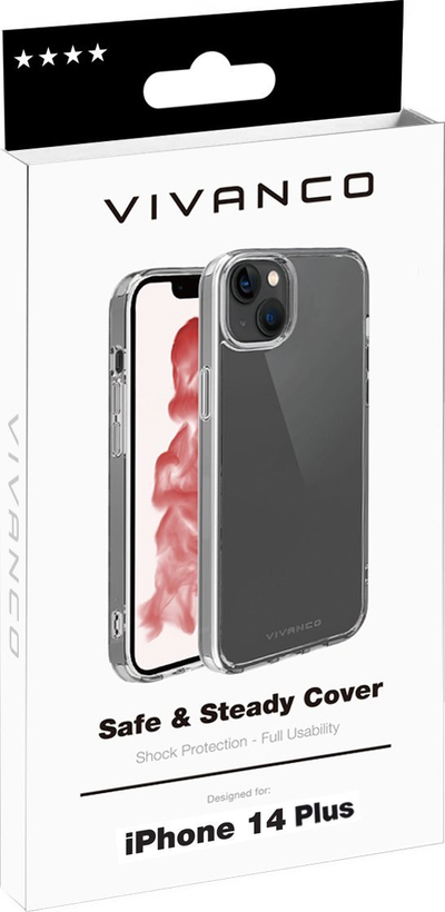 Kapak telefoni Vivanco Safe and Steady për iPhone 14 Plus, kundra goditjeve, i tejdukshëm