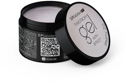 Xhel ndërtues për thonj Excellent PRO Thixotropy Gel Dreamy 2.0, 50g, me shkëlqim, i bardhë qumështor
