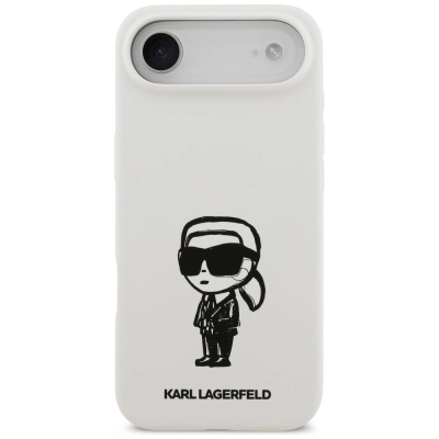 Mbulesë telefoni Karl Lagerfeld KLHMP17MSKIGROH, silikon, për iPhone 17 Pro, e bardhë