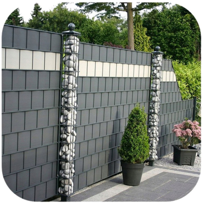 Rrip grafik për gardh PVC, 19x35 m, 450 g/m², me 20 kapëse, ngjyrë grafit gri