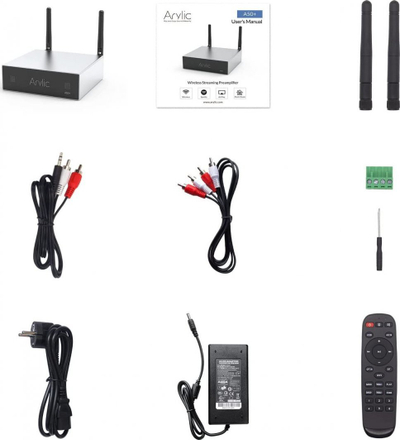 Përforcues rrjeti Arylic A50+, 2x50W, Wi-Fi Bluetooth, i zi