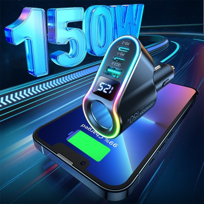 Karikues makine Joyroom JR-CL21, 1x USB A 2x USB C, Bluetooth FM, i zi