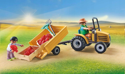 Set lojërash Playmobil Country 71442, traktor me rimorkio dhe depozitë uji, shumëngjyrësh