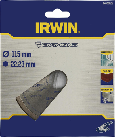 Disk prerës me diamant IRWIN IW8087101, 115mm, vrimë 22.23mm, argjendtë