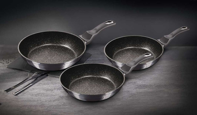 Set tigana Berlinger Haus Carbon Pro, 3 copë, 20 cm, 24 cm, 28 cm, të zi