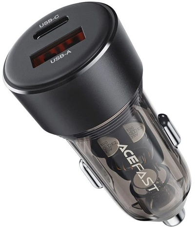 Karikues makine ACEFAST B12, 30W, 2 porta USB C USB A, transparent i zi