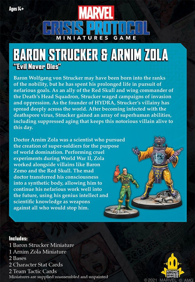 Set miniaturash Marvel Crisis Protocol Baron Strucker dhe Arnim Zola, zgjerim loje, shumëngjyrësh