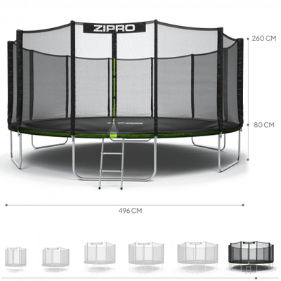 Trampolinë kopshti me rrjetë të jashtme Zipro 16FT (496cm)