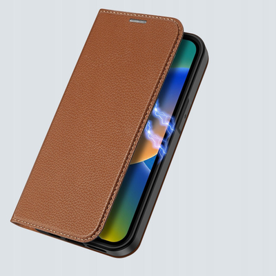 Mbështjellës telefoni Dux Ducis Skin X2 për iPhone 14 Pro Max, lëkurë PU, funksion portofol, kafe