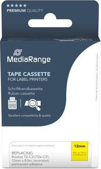 Kasetë shiriti etiketimi MediaRange MRBTZC31, 12mm, 8m, i zi