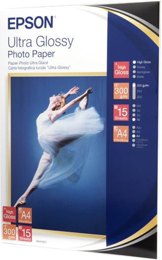 Letër fotografike Epson Ultra Glossy, A4, 15 fletë, e bardhë