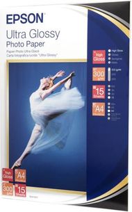 Letër fotografike Epson Ultra Glossy, A4, 15 fletë, e bardhë