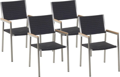 Set karrigesh kopshti Beliani GROSSETO, 4 copë, ratan PE, të zeza