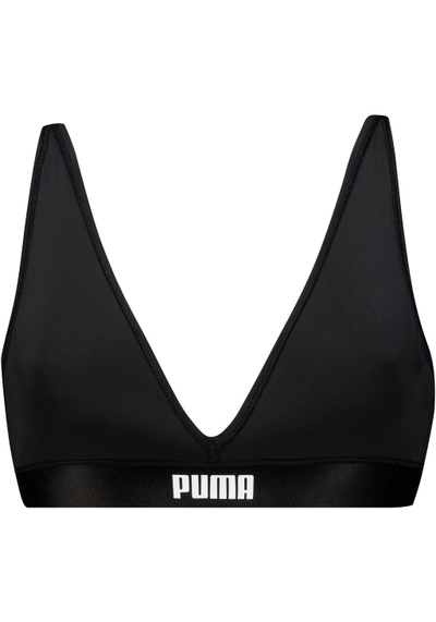 Rroba banje PUMA Padded Triangle Top, dekolte V e thellë, rripa kryq, e zezë