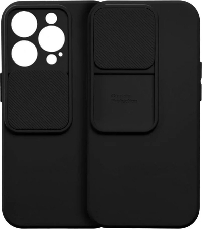 Mbulesë telefoni iberry Slide Case për iPhone 13 Pro, TPU i butë e fleksibël, mbrojtje kamere me rrëshqitje, e zezë