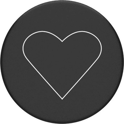 Mbajtëse telefoni PopSockets PopGrip White Heart Black, rrëshqitëse, me pjesën e sipërme që ndërrohet, e zezë