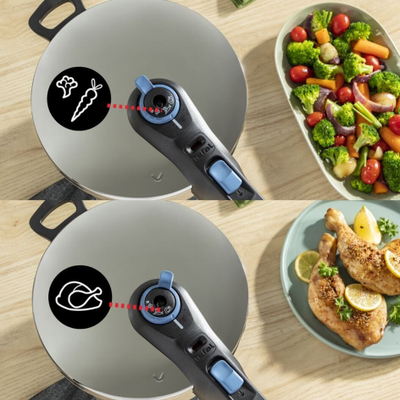 Tenxhere me presion Tefal Secure Trendy, 8L, inoks, me shportë