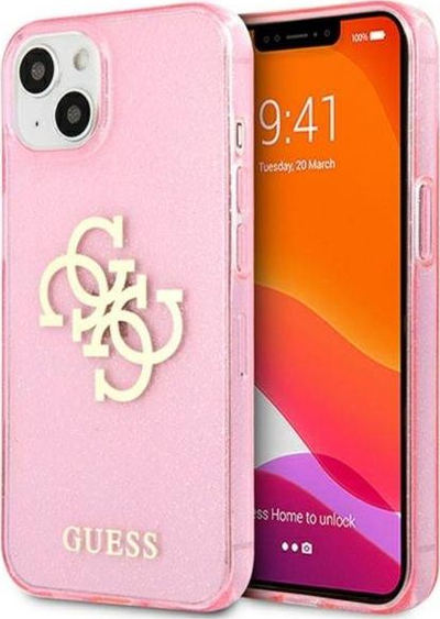 Футрола за телефон Guess Big 4G Glitter, TPU, за iPhone 13 Mini, розова