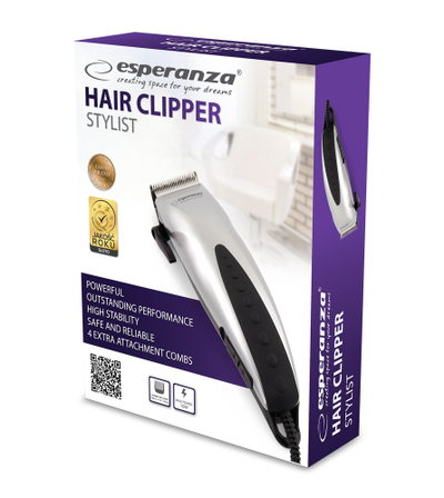 Prerëse flokësh Esperanza Stylis EBC003, 4 krehëra, rregullim gjatësie, gri