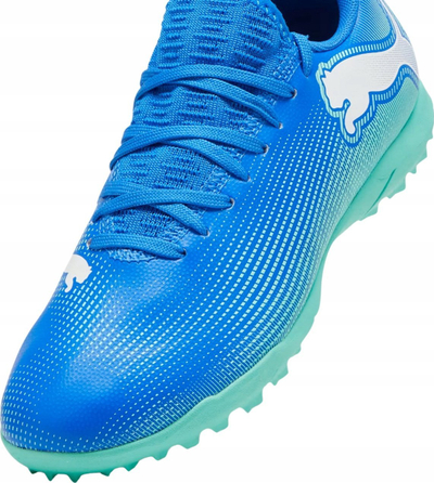 Këpucë futbolli Puma Future 7 Play TT Junior, turf, për kalamaj, blu me jeshile
