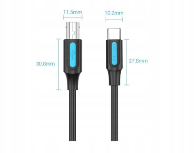 Kabllo printeri Vention USB C në USB B, 2.0, 2A, 2m, e zezë