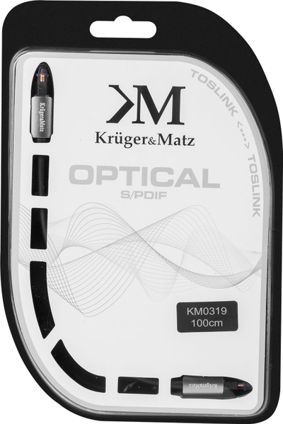 Kabllo audio me fibër optike Kruger&amp;Matz Toslink KM0319, 1m, e zezë