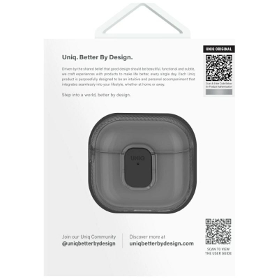 Kuti mbrojtëse Uniq Glase Pro për AirPods 4, TPU i butë, me karabinë, transparente