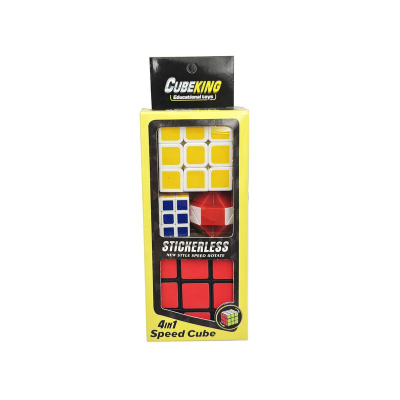 Lodër Rubik CubeKing Set 3x3, 4 në 1, pa ngjitëse, shumëngjyrësh