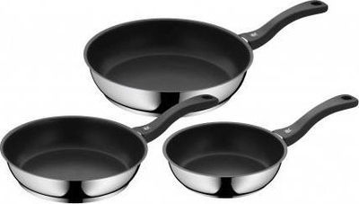 Set tiganësh WMF Pan-Set Devil, 3 copë, 20 24 28 cm, çelik inox Cromargan, i zi