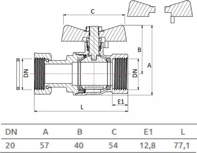 Ventil sferik i drejt Invena ZK-72-020-H, 3/4", çelik inoksi, tip heavy