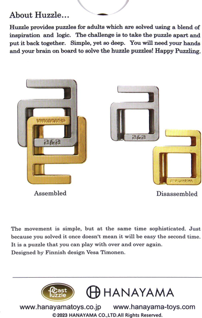 Puzzle metalik Hanayama Cast A&amp;A, lojë logjike, argjend