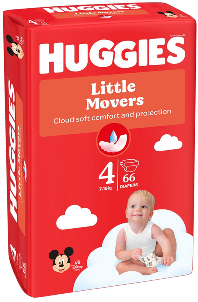 Pelena Huggies® Little Movers 4, 7-18 kg, 66 copë