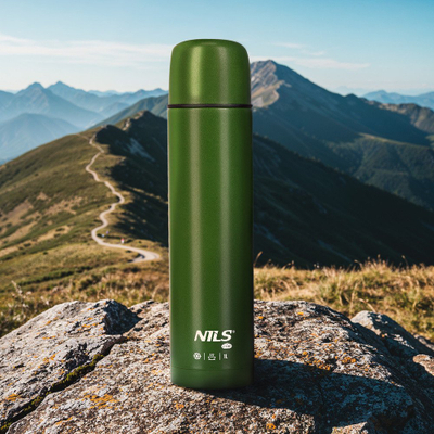 Termos udhëtimi NILS Camp NC3804, 1L, çelik inox, argjendtë