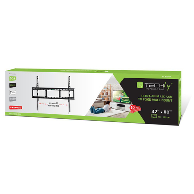Ѕиден држач за ТВ Techly LED/LCD, 42-80\", VESA 800x600, црн