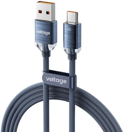 Kabllo USB Voltage PureCrystal, USB A në USB C, 66W, 1m, blu