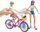 Set lodrash Barbie HJY84, 2 kukulla me biçikletë dhe skateboard, me këlysh qeni, shumëngjyrësh