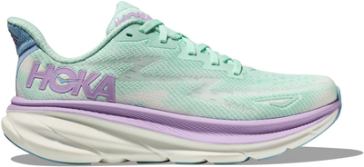 Патики за трчање Hoka Clifton 9 Wide, жени, висок амортизер, мента и виолетови