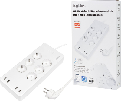 Prizë e zgjuar Wi-Fi LogiLink, 6 dalje, 4x USB, e bardhë
