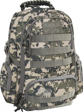 Çantë shkolle St. Majewski Military, sistem MOLLE, shumë ndarje, gri kamuflazh