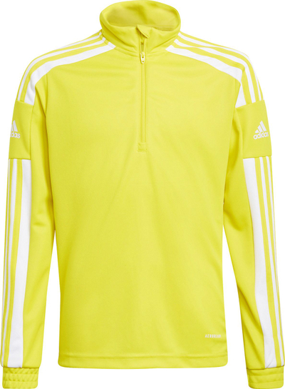 Bluzë sportive për kalamoj Adidas Squadra 21 Jr GP6468, Aeroready, me zinxhir gjysmë të gjatë, e verdhë