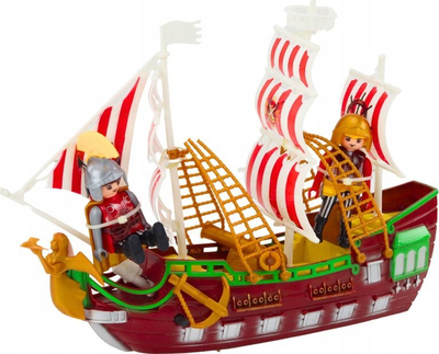 Lodër anije romake Roman Ship, drita dhe zë, me katapultë dhe palma, shumëngjyrëshe